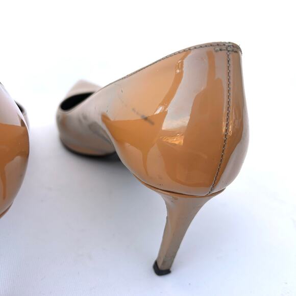 Yves Saint Laurent Paris Tribute Heels Nude Patent Leather Mid Pumps 39 Size 9 - Picture 10 of 13